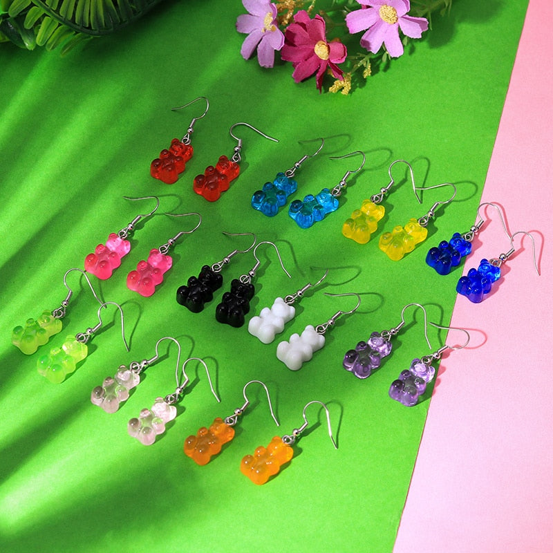 Yellow Cute Bear Drop Earrings Women Creativity Jewelry Cute Earring Girls Gift