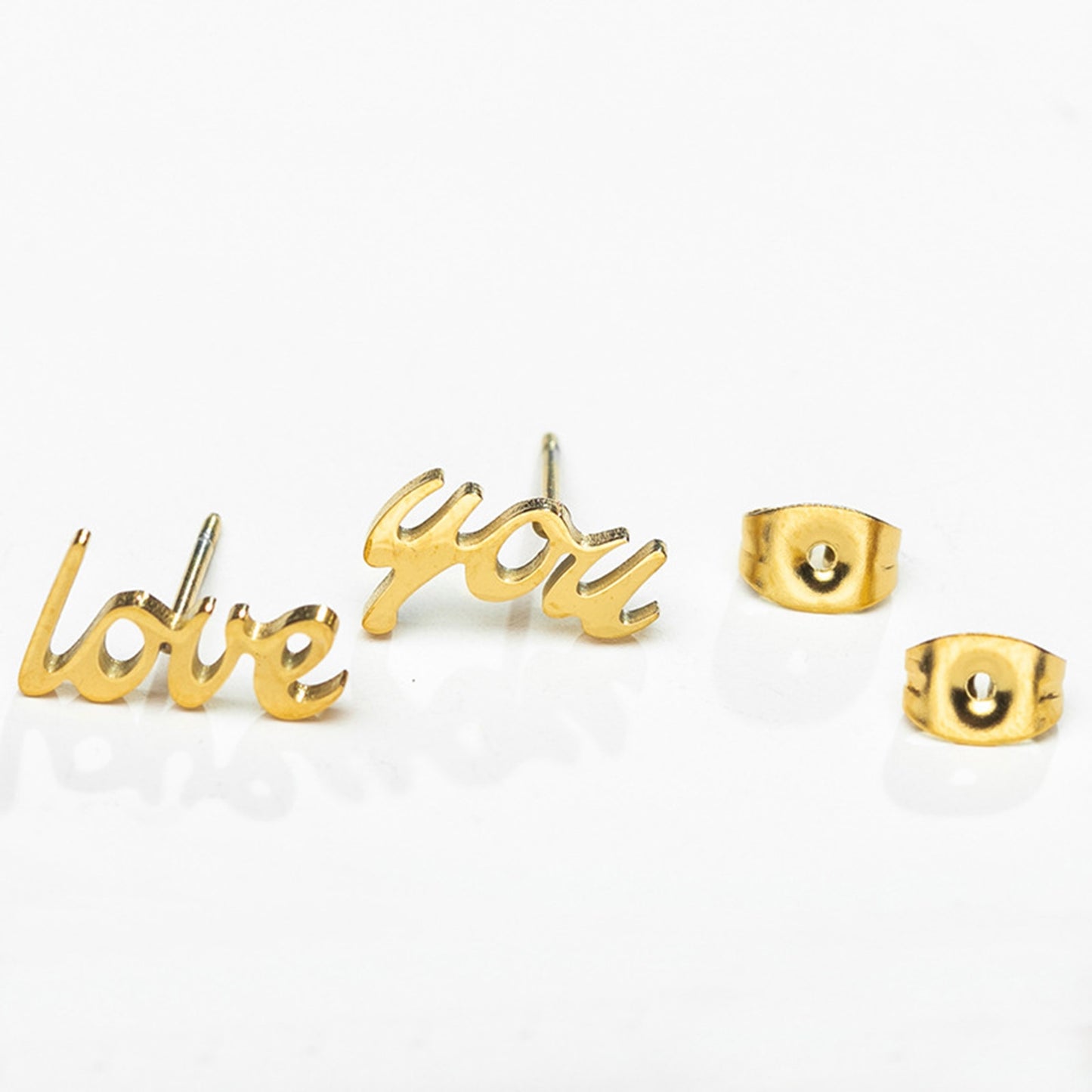 Love You Design Fashion Women Stud Earrings Stainless Steel Ear Accessories