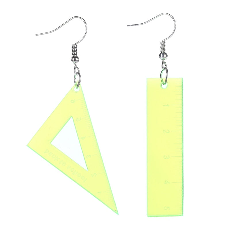 52 Styles Colorful Flame Knife Tape Rule Arrow Drop Earrings Hip Hop Art Women