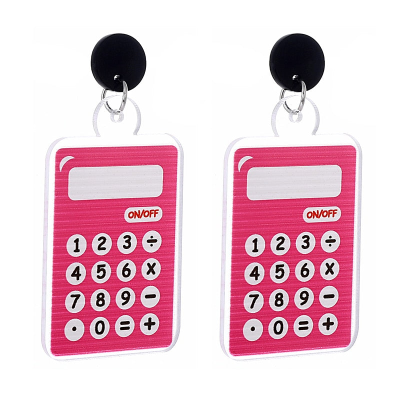 Calculator Acrylic Drop Earrings Women Travel Fashion Cartoon Earrings Creative