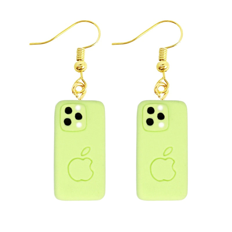 Creative Funny Design Phone Case Drop Earrings Women Creativity Jewelry Cute