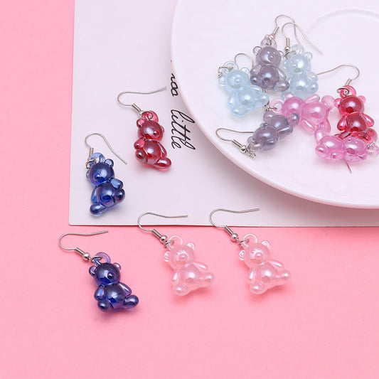 Dark Red Bear Drop Earrings Women Creativity Jewelry Cute Earring Girls Gift