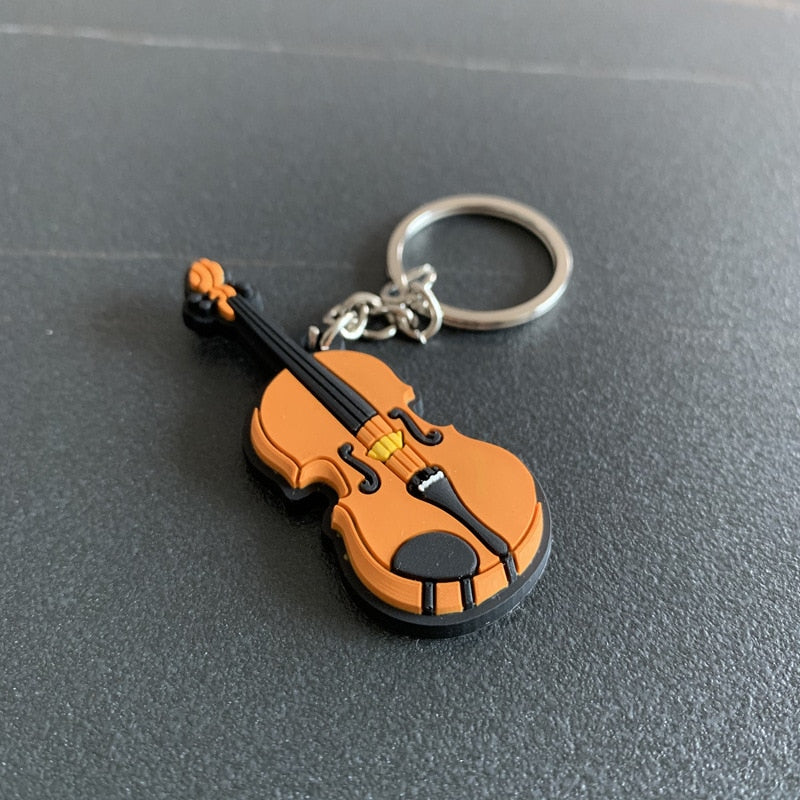 13 Styles Musical Instruments Silicone Pvc Soft Keychain Cartoon Small Gift