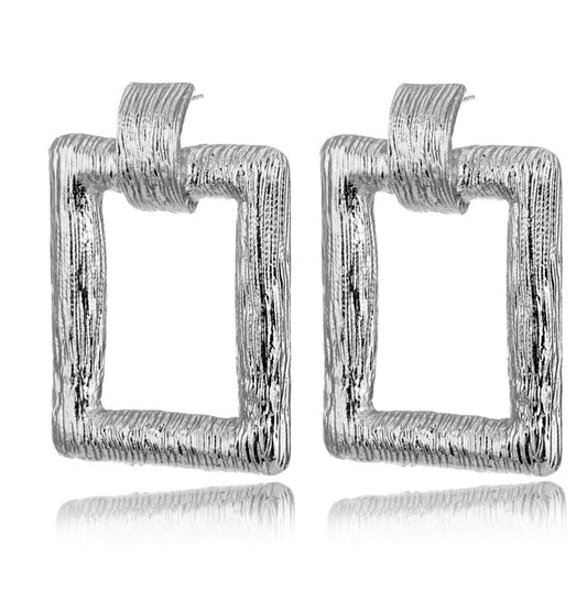 Textured Square Drop Earrings Women Travel Fashion Cartoon Earrings Creative