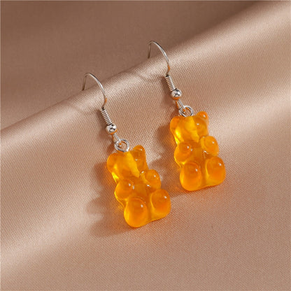 Orange Cute Bear Drop Earrings Women Creativity Jewelry Cute Earring Girls Gift