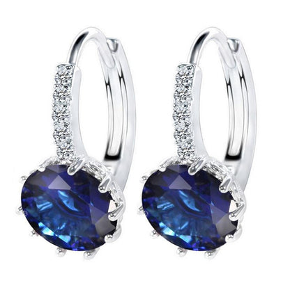 Deep Blue Rhinestone Ear Buckle Ear Studs Earrings Female Fashion Earrings