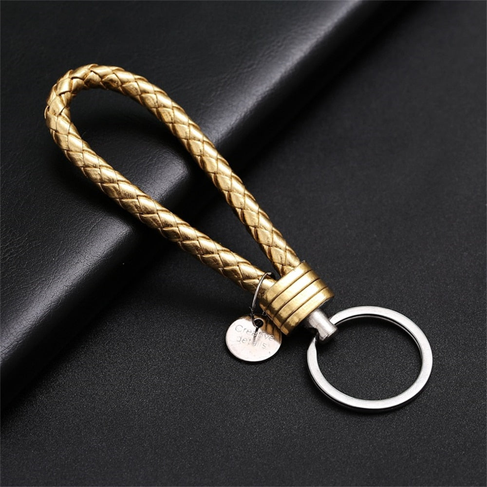 39 Styles PU Leather Braided Woven Rope Keychain DIY Bag Pendant Key Chain