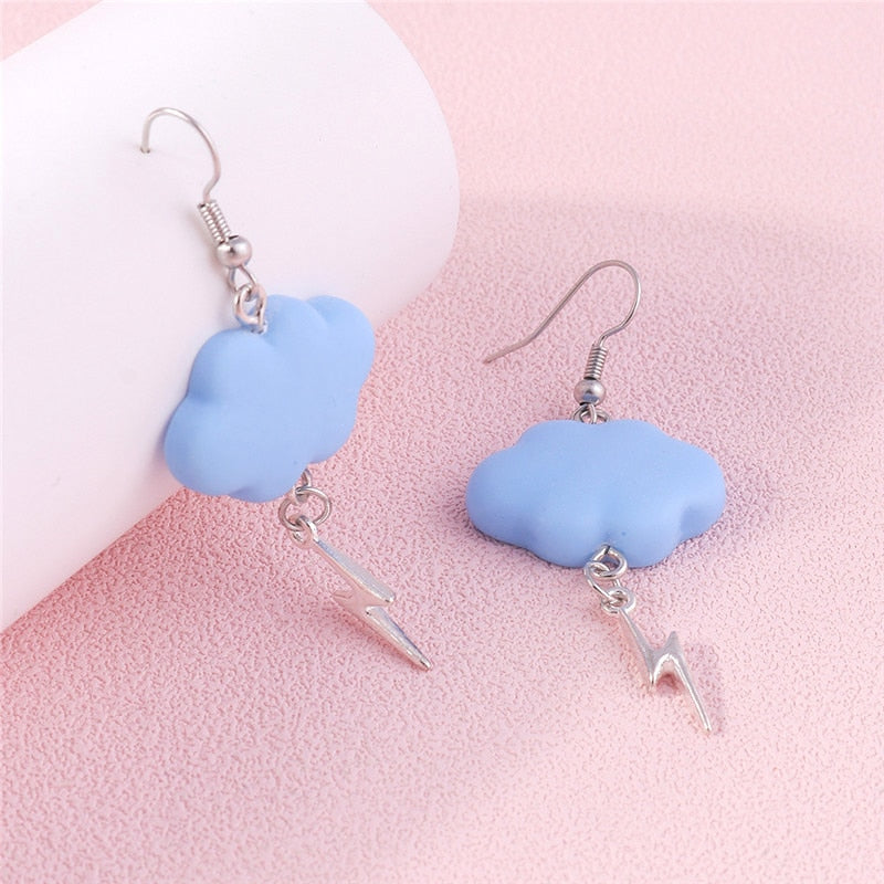Blue Clouds and Lightning Dangle Earrings Women Gifts Earring Cute Girls Eardrop