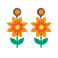 Orange Flower Drop Earrings Hip Hop Art Women Party Jewelry Ear Fashion Pendant