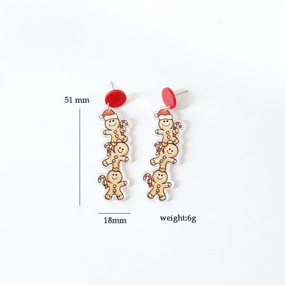 Christmas Gingerbread Drop Charm Earrings For Women Girl Fashion Modern Jewelry