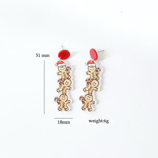 Christmas Gingerbread Drop Charm Earrings For Women Girl Fashion Modern Jewelry