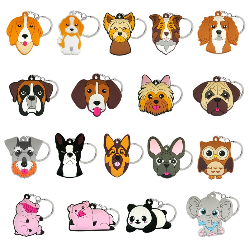 24 Styles Cartoon Dog Breeds Keychain Gift for Dog Owner Cartoon Decoration