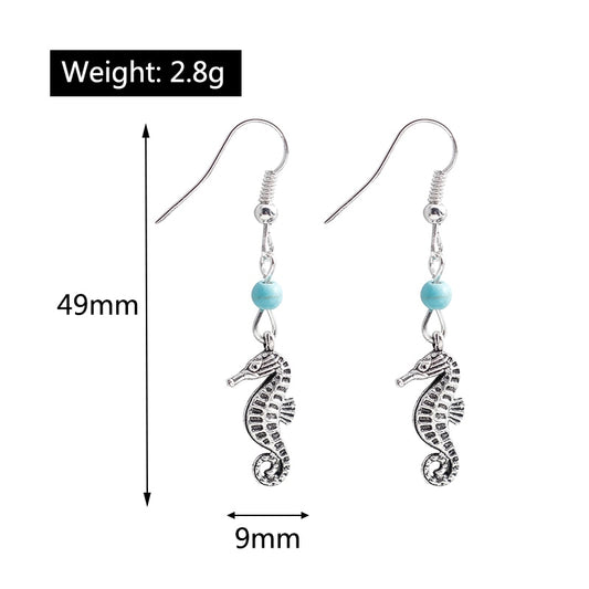 Seahorse Turquoise Detail Dangle Drop Earrings Women Gifts Earring Cute Girls