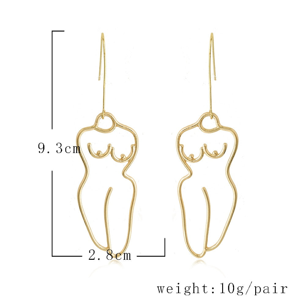 Female Hips Abstract Drop Earrings Women Travel Fashion Cartoon Earrings