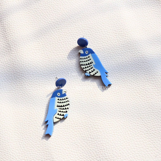 Blue Bird Acrylic Drop Earrings Women Travel Fashion Cartoon Earrings Creative