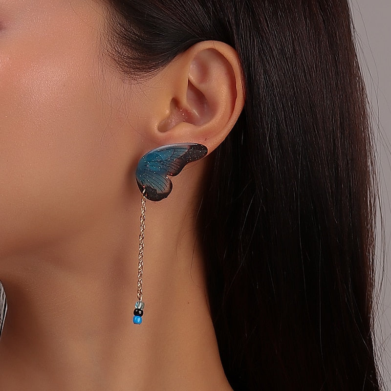 Blue Butterfly Wings Dangle Earrings for Girls Women Birthday Gift Lovely
