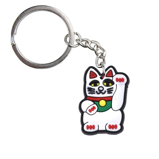 Lucky Cat Creative Cartoon PVC Keychain For Keyring Bag Car Key Chain Ring