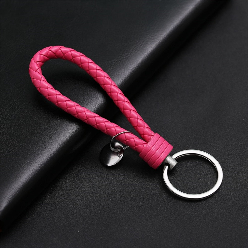 39 Styles PU Leather Braided Woven Rope Keychain DIY Bag Pendant Key Chain