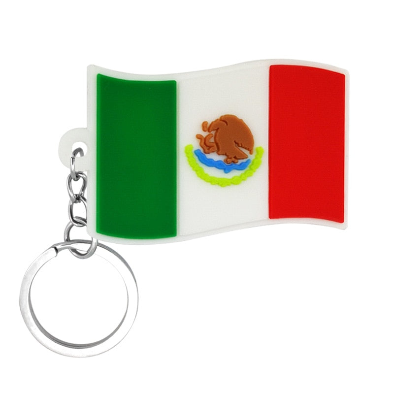 Flag of Mexico National Flag PVC Keyring Cute Cartoon Style Keychains Bag Car