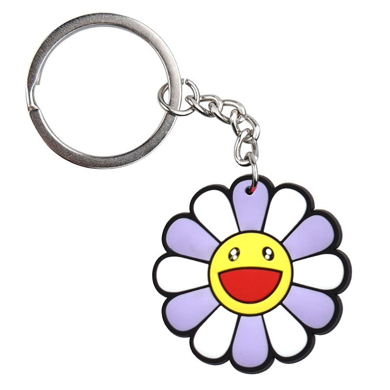 15 Styles PVC Rubber Colorful Cute Flower Sunflower Keychain Fashion Cartoon