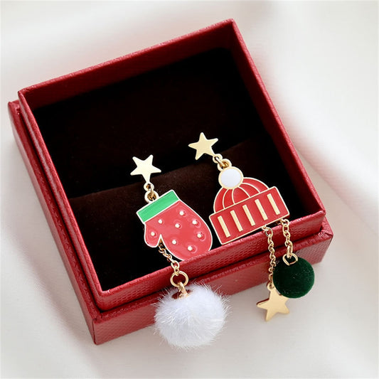 Winter Hat Glove Drop Earrings Women Party Cute Art Jewelry Dangle Gifts