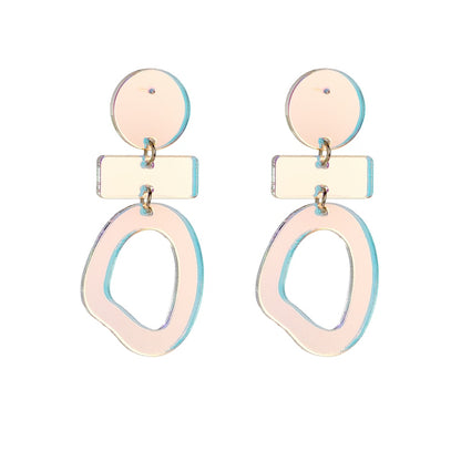 Holographic Acrylic Geometric Dangle Earrings Women Travel Fashion Cartoon