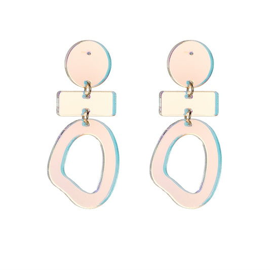 Holographic Acrylic Geometric Dangle Earrings Women Travel Fashion Cartoon