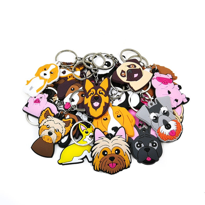 24 Styles Cartoon Dog Breeds Keychain Gift for Dog Owner Cartoon Decoration