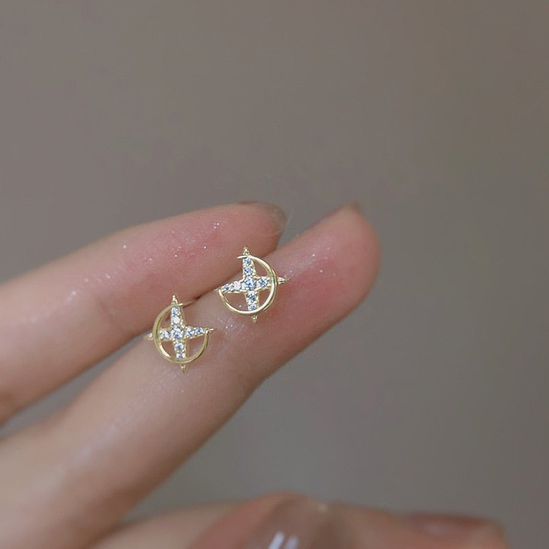 Shining Star Stud Earrings Woman Elegant Earring Fashion Modern Jewelry Gift