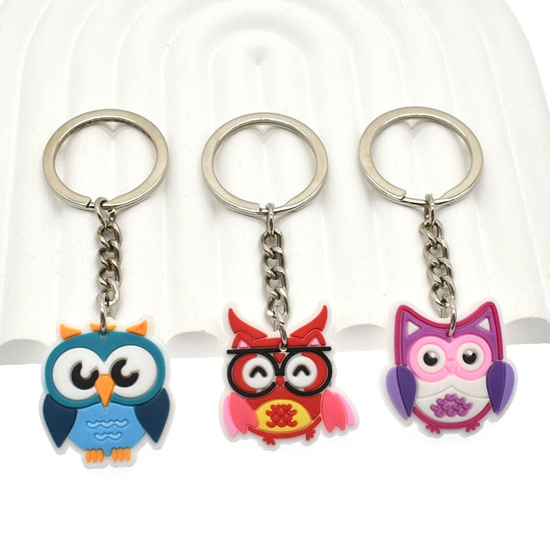 13 Styles Owl keychain Charm Cartoon Key Ring Gift Women Handbag Ornaments Car