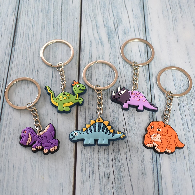 19 Styles Colorful Dinosaur Keyring Cartoon Keychains Souvenir Jewelry Bag