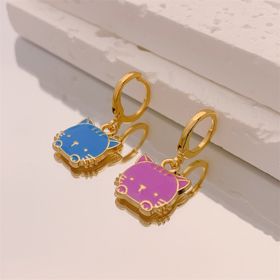 13 Styles Cartoon Cat Drop Earrings Women Creativity Jewelry Cute Earring Girls