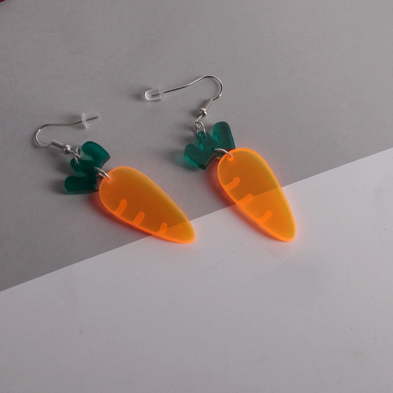 Carrot Funny Cute Resin Food Drop Earrings Women Creativity Jewelry Cute Earring