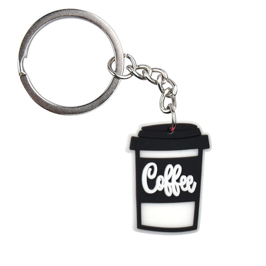 Coffee To Go Cup keychain Cartoon Key Ring Anime Pendant Key Holder Art Gift