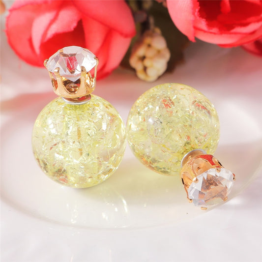 Colorful Crystal Ball Fashion Earrings Women Girls Stud Earrings Wedding Jewelry