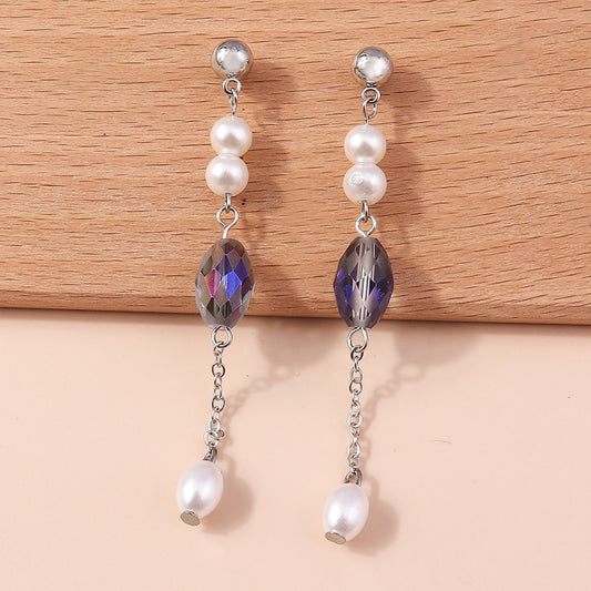 Hologhaphic Oval Bead Detail Drop Dangle Earrings Trendy Women Fashion Earrings