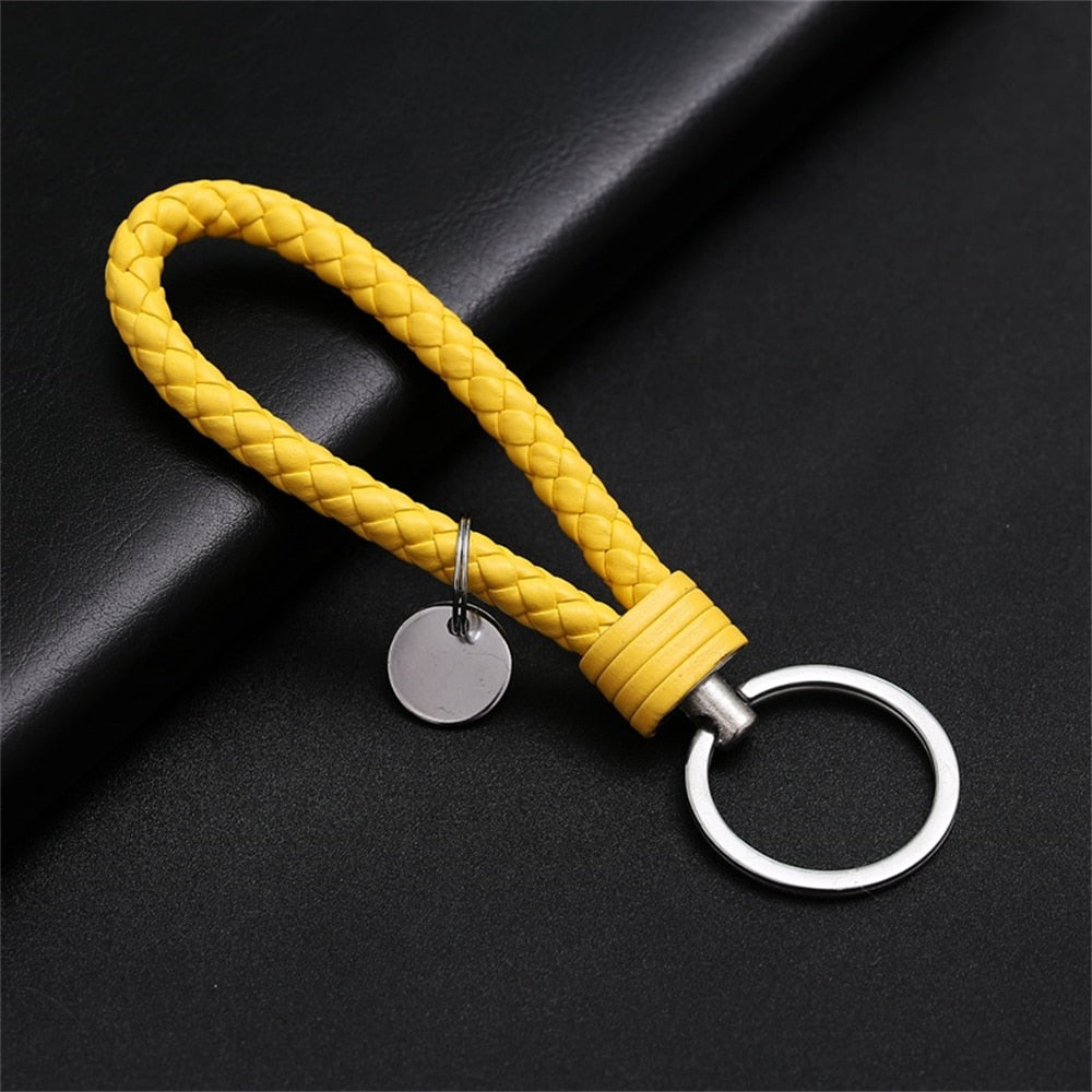 39 Styles PU Leather Braided Woven Rope Keychain DIY Bag Pendant Key Chain