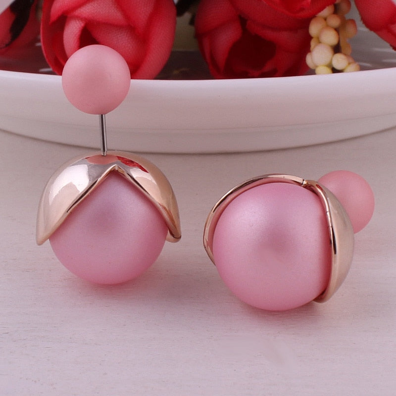 Flower Bud Ball Design Fashion Earrings Women Girls Stud Earrings Wedding