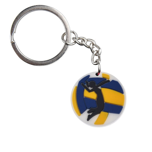 Yellow Blue Volleyball keychain Cartoon Key Ring Anime Pendant Key Holder Art