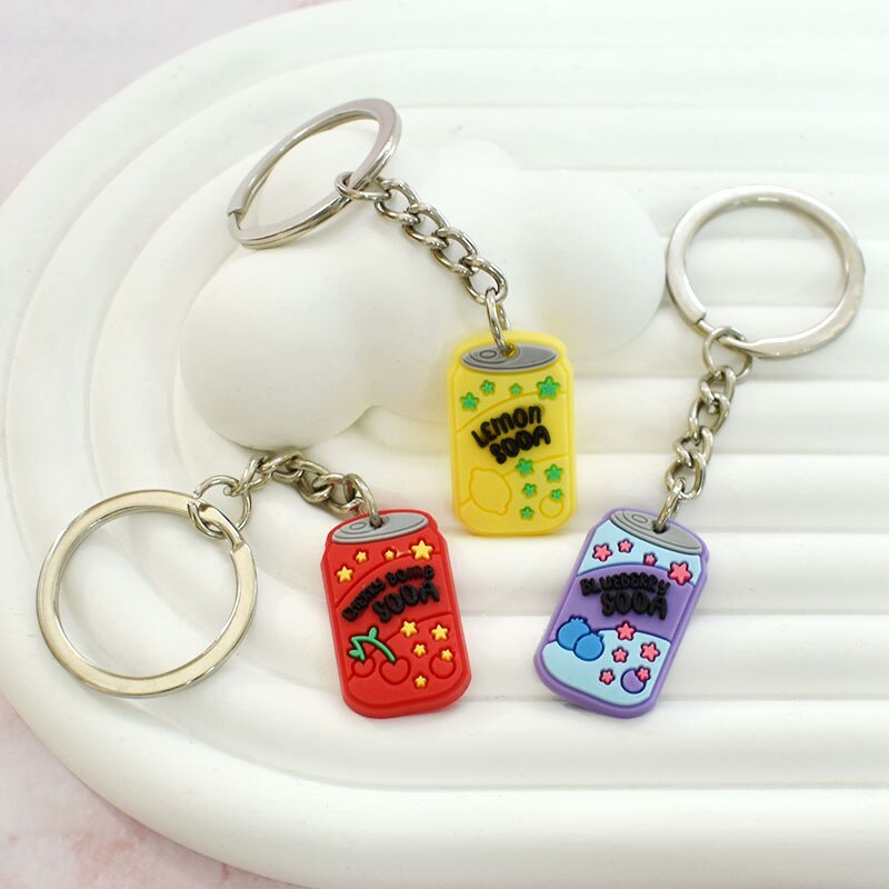 6 Styles Soda Drink Can Keychain Fruit Flavor Creative Trinket Couple Cool Tide