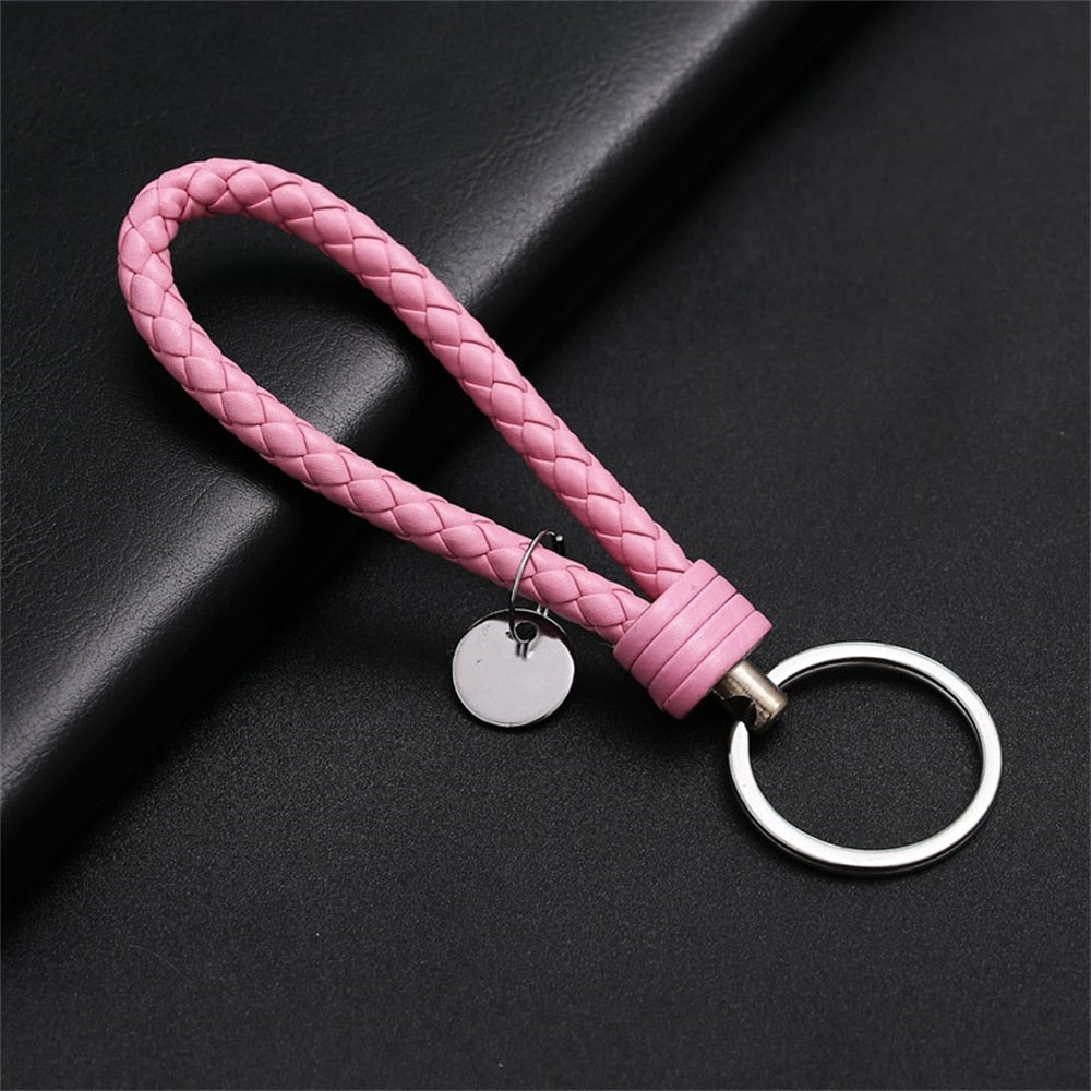 39 Styles PU Leather Braided Woven Rope Keychain DIY Bag Pendant Key Chain