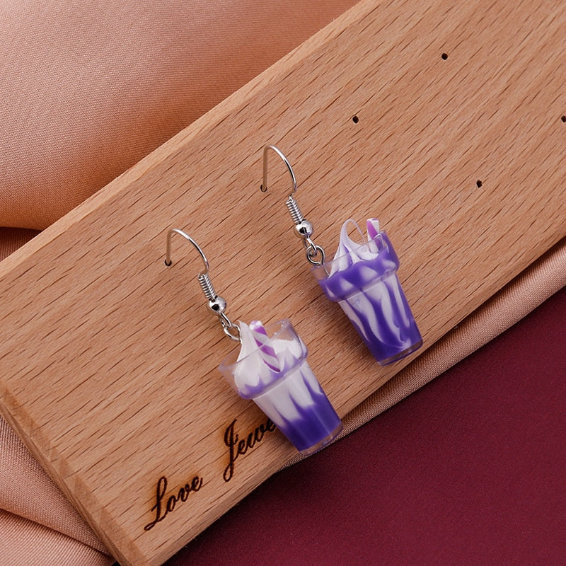 Ice Cream Milkshake Design Drop Earrings Women Gifts Earring Cute Girls Eardrop