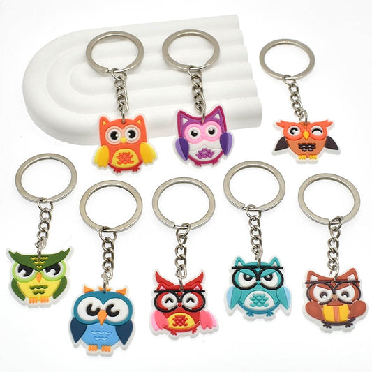 13 Styles Owl keychain Charm Cartoon Key Ring Gift Women Handbag Ornaments Car