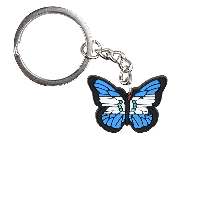 12 Styles Butterfly NationalFlag Key Pendant Soft Silicone Metal Key Chains