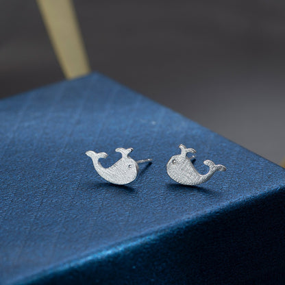 Whale Minimalist Cute Stud Earrings Women Mini Ear Piercing Jewelry