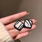 Zebra Pattern Square Geometric Studs Earrings Retro Woman Ear Accessories