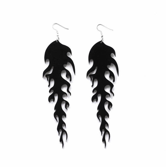 Black Flame Drop Earrings Hip Hop Art Women Party Jewelry Ear Fashion Pendant