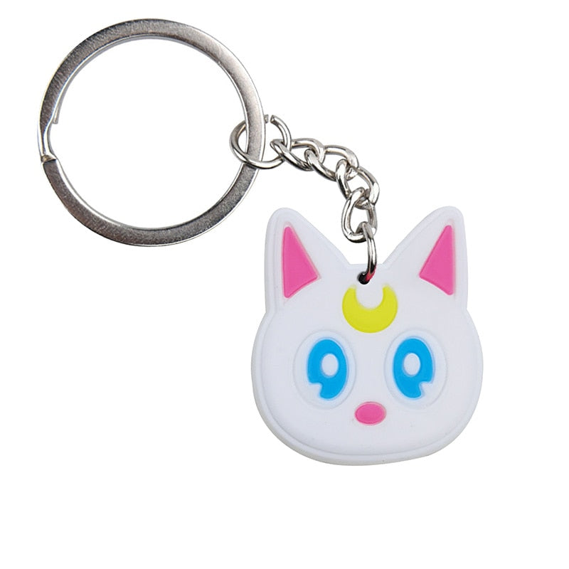 22 Styles Japanese Cartoon Anime moon Pendant Star Keychains Luna cat Holder Car