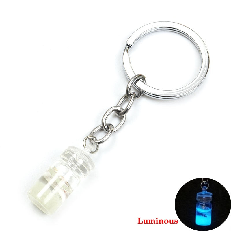 White Luminous Bottle Keychain Gift Cute Charms Keyring Souvenir Handbag