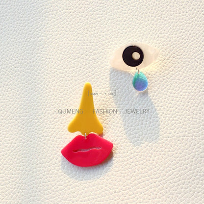 Nose Lips Eye Drop Earrings Female Travel Cartoon Earrings Creative Art Jewelry